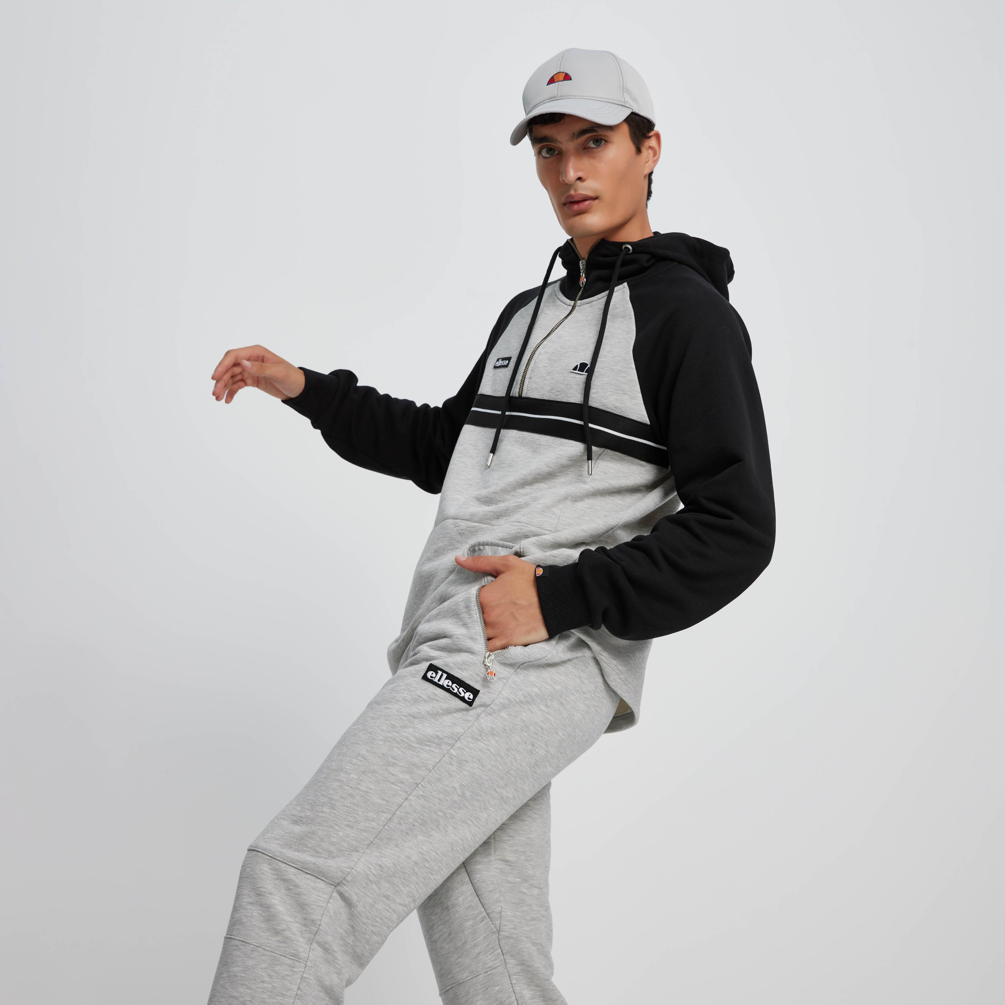 3/4 Fermuarlı Ellesse Erkek Kapüşonlu Sweatshirt EM080-GR