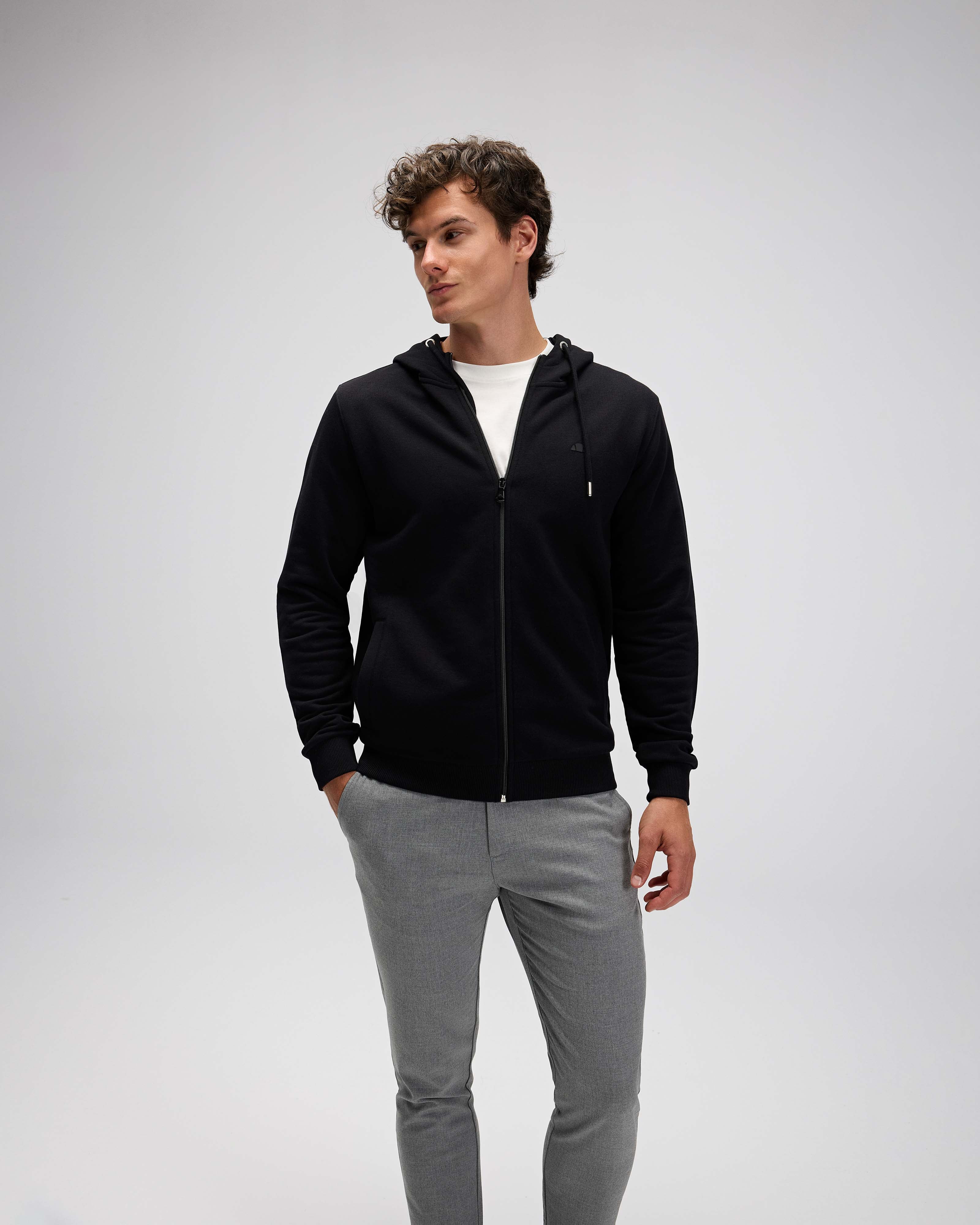 Ellesse Erkek Fermuarlı Kapüşonlu Sweat EM555-BK