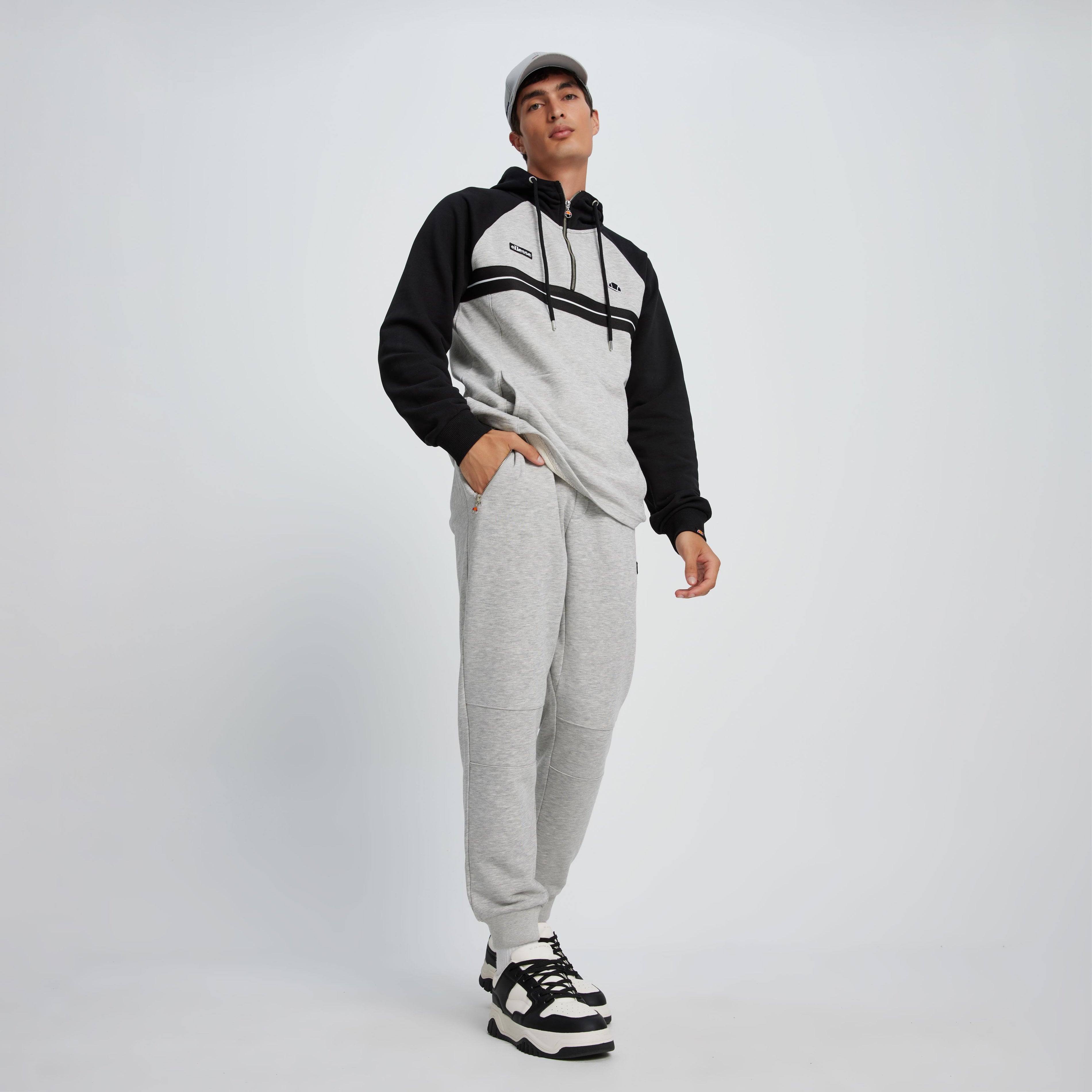 3/4 Fermuarlı Ellesse Erkek Kapüşonlu Sweatshirt EM080-GR